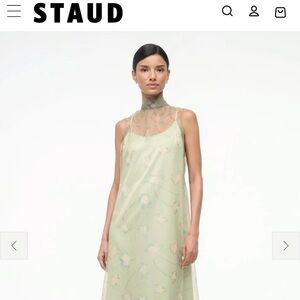 STAUD Light Green Floral Maxi Dress